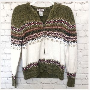 Tiara petites / green zip sweater